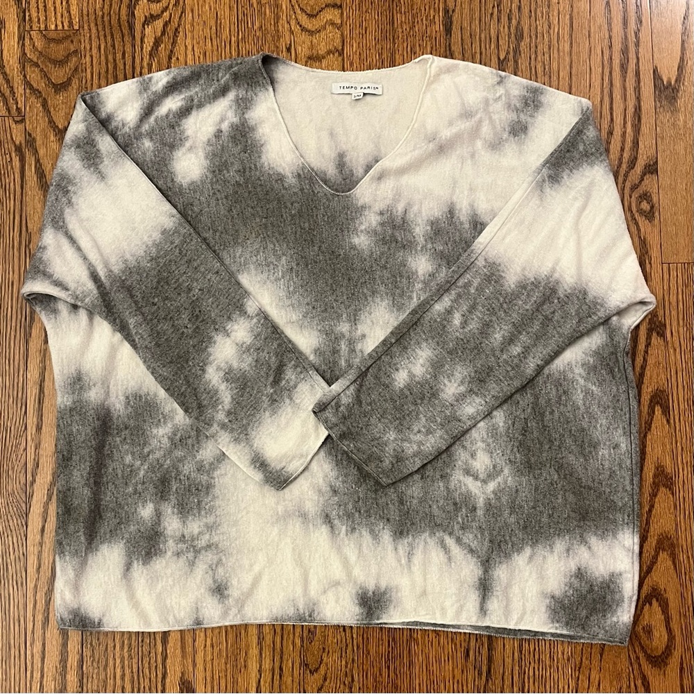 Gray and White Tie-Dye Sweater